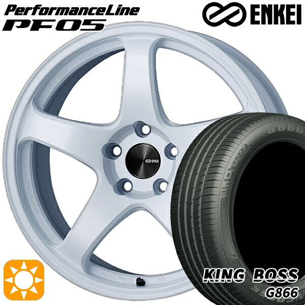 【取付対象】225/45R18 95W XL キングボス G866 ENKEI エンケイ パフォーマンスライン PF05 ホワイト 18インチ 8.0J 5H114.3 サマータイヤホイールセット