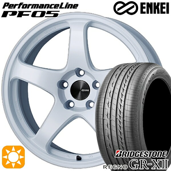 【取付対象】215/55R17 94V ブリヂストン レグノ GRX2 ENKEI エンケイ パフォーマンスライン PF05 ホワイト 17インチ 7.0J 5H114.3 サマータイヤホイールセット