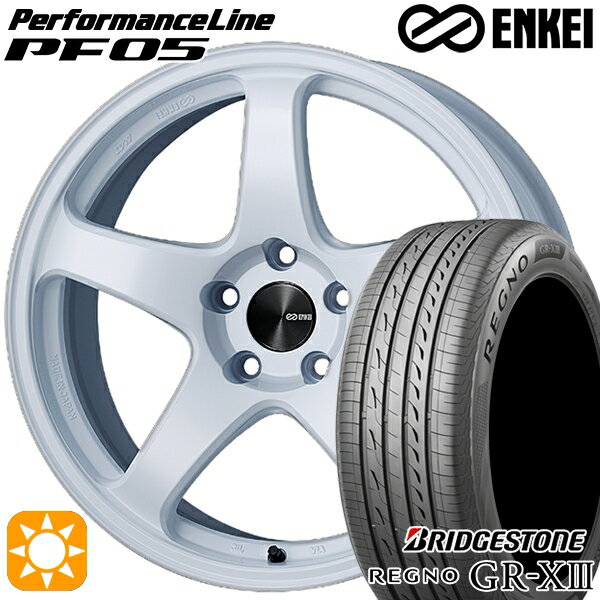 【取付対象】マークX スカイライン 225/45R18 95W XL ブリヂストン レグノ GR-X3 ENKEI エンケイ パフォーマンスライン PF05 ホワイト 18インチ 7.5J 5H114.3 サマータイヤホイールセット