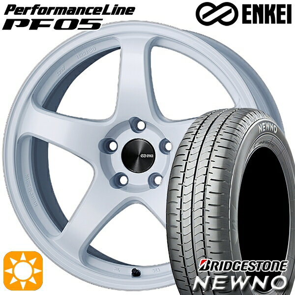 【取付対象】215/45R18 93W XL ブリヂストン ニューノ ENKEI エンケイ パフォーマンスライン PF05 ホワイト 18インチ 7.5J 5H114.3 サマータイヤホイールセット