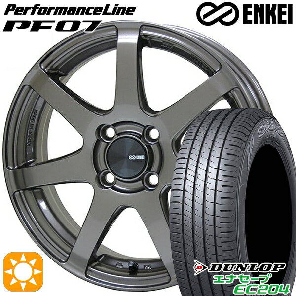 【取付対象】185/60R15 84H ダンロップ エナセーブ EC204 ENKEI エンケイ パフォーマンスライン PF07 ダークシルバー 15インチ 6.0J 4H100 サマータイヤホイールセット