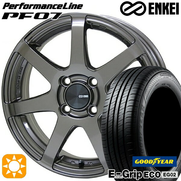 【取付対象】165/50R16 75V グッドイヤー エフィシェントグリップ EG02 ENKEI エンケイ パフォーマンスライン PF07 ダークシルバー 16インチ 5.0J 4H100 サマータイヤホイールセット