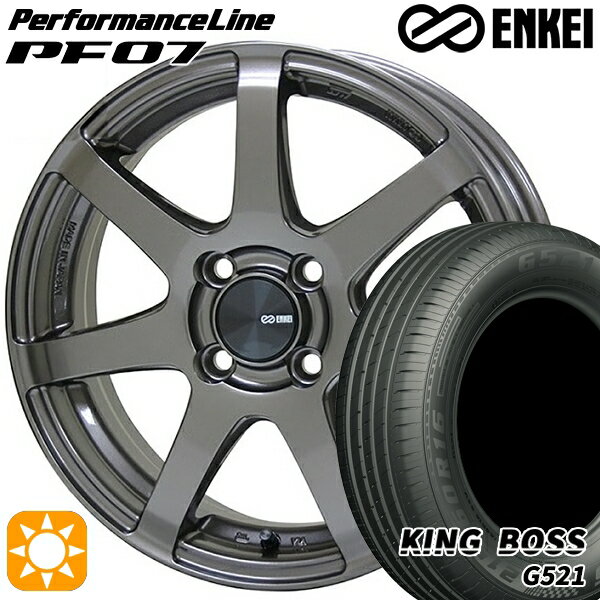 【取付対象】フィット アクア 185/60R15 84H キングボス G521 ENKEI エンケイ パフォーマンスライン PF07 ダークシルバー 15インチ 6.0J 4H100 サマータイヤホイールセット
