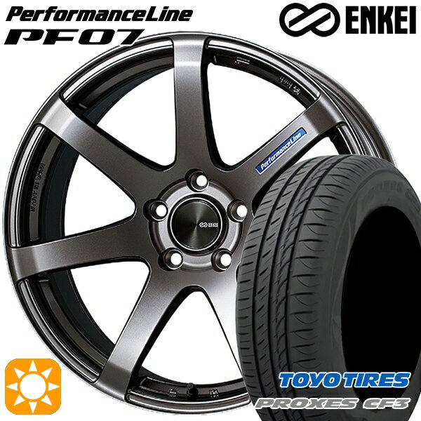 【取付対象】50プリウス インプレッサ 215/45R17 91W XL トーヨー プロクセス CF3 ENKEI エンケイ パフォーマンスライン PF07 ダークシルバー 17インチ 7.0J 5H100 サマータイヤホイールセット