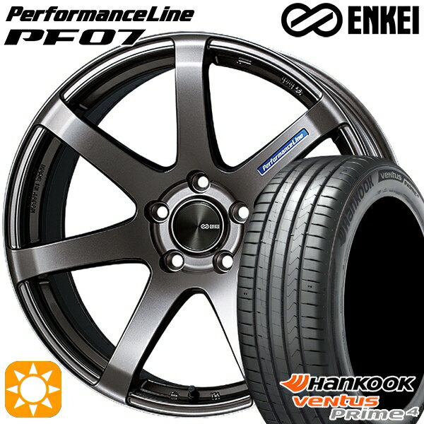 【取付対象】225/55R17 101W XL ハンコック veNtus PRime4 K135 ENKEI エンケイ パフォーマンスライン PF07 ダークシルバー 17インチ 7.5J 5H100 サマータイヤホイールセット
