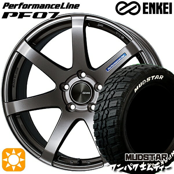 【取付対象】225/55R18 98T WL マッドスター ワンパク M/T ホワイトレター ENKEI エンケイ パフォーマンスライン PF07 ダークシルバー 18インチ 7.5J 5H114.3 サマータイヤホイールセット