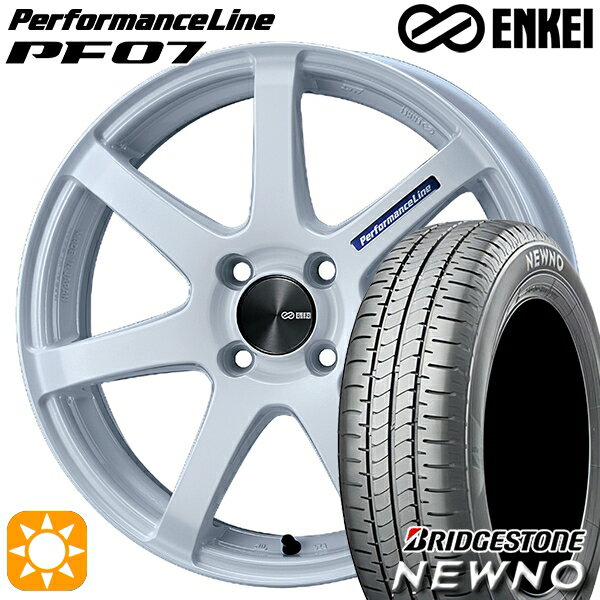 【取付対象】165/50R15 73V ブリヂストン ニューノ ENKEI エンケイ パフォーマンスライン PF07 パールホワイト 15インチ 5.0J 4H100 サマータイヤホイールセット