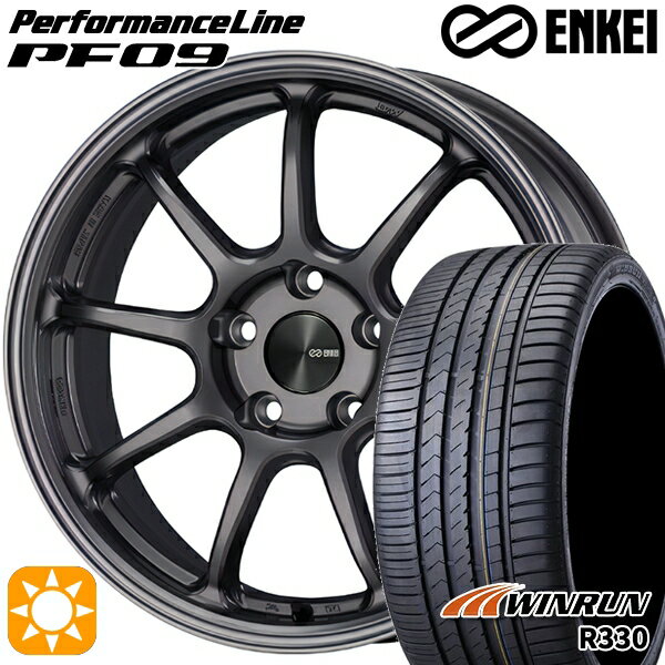 【取付対象】リーフ レヴォーグ 215/50R17 95W XL ウィンラン R330 ENKEI エンケイ パフォーマンスライン PF09 ダークシルバー 17インチ 7.0J 5H114.3 サマータイヤホイールセット