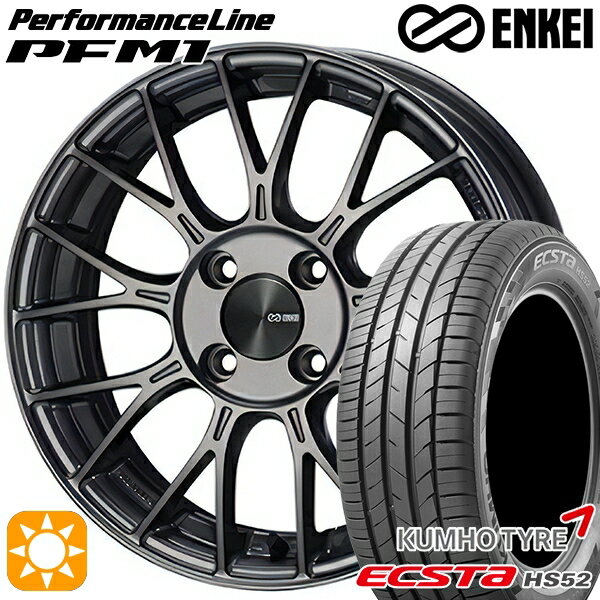 【取付対象】195/45R16 84V XL クムホ エクスタ HS52 ENKEI エンケイ パフォーマンスライン PFM1 ダークシルバー 16インチ 6.5J 4H100 サマータイヤホイールセット