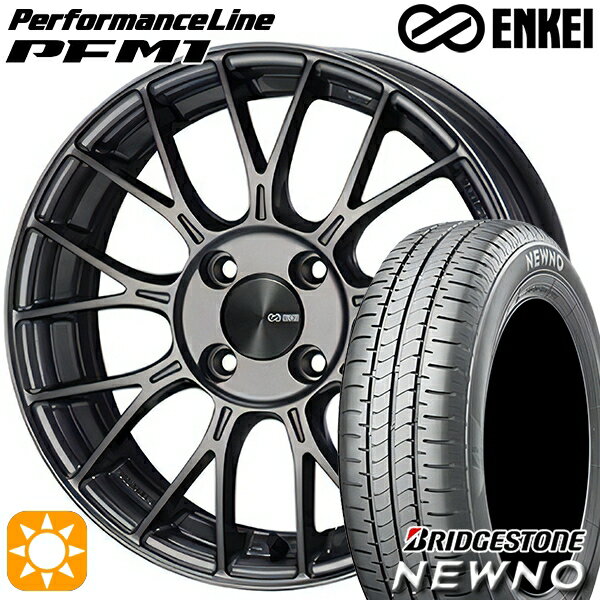 【取付対象】185/60R15 84H ブリヂストン ニューノ ENKEI エンケイ パフォーマンスライン PFM1 ダークシルバー 15インチ 6.0J 4H100 サマータイヤホイールセット