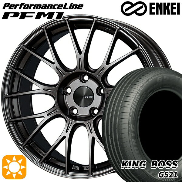 【取付対象】205/55R16 91V キングボス G521 ENKEI エンケイ パフォーマンスライン PFM1 ダークシルバー 16インチ 6.5J 5H100 サマータイヤホイールセット
