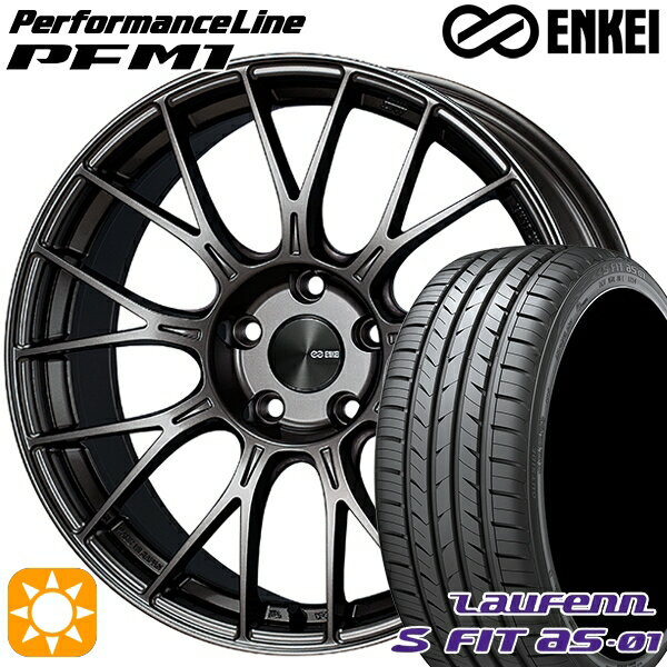 【取付対象】225/45R18 91W ラウフェン S FIT aS-01 LH02 ENKEI エンケイ パフォーマンスライン PFM1 ダークシルバー 18インチ 8.0J 5H114.3 サマータイヤホイールセット