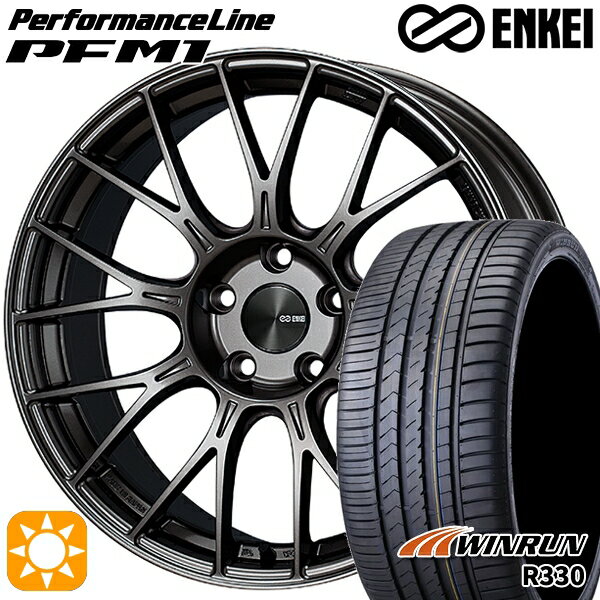 【取付対象】アウトランダー エクストレイル 225/55R18 98V ウィンラン R330 ENKEI エンケイ パフォーマンスライン PFM1 ダークシルバー 18インチ 7.5J 5H114.3 サマータイヤホイールセット