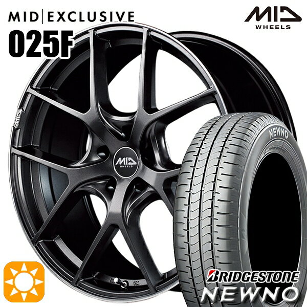 【取付対象】215/45R17 91W XL ブリヂストン ニューノ MID RMP 025F セミグロスGM/リムDCロゴMC 17インチ 7.0J 5H114.3 サマータイヤホイールセット