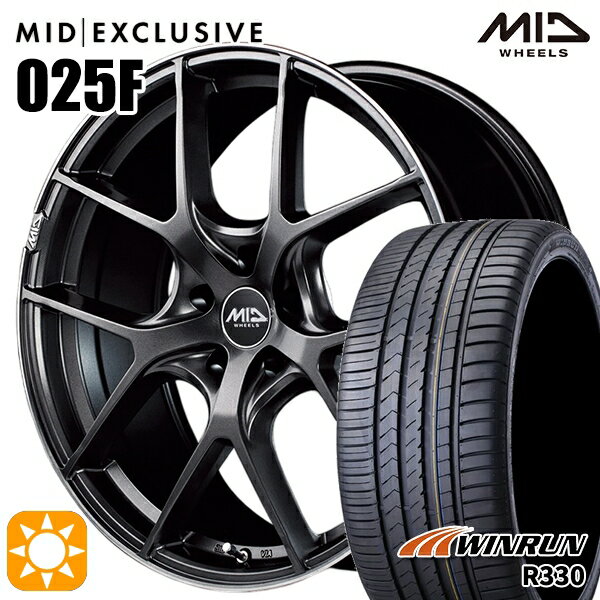 【取付対象】C-HR レガシィB4 225/50R18 95W ウィンラン R330 MID RMP 025F セミグロスGM/リムDCロゴMC 18インチ 8.0J 5H114.3 サマータイヤホイールセット