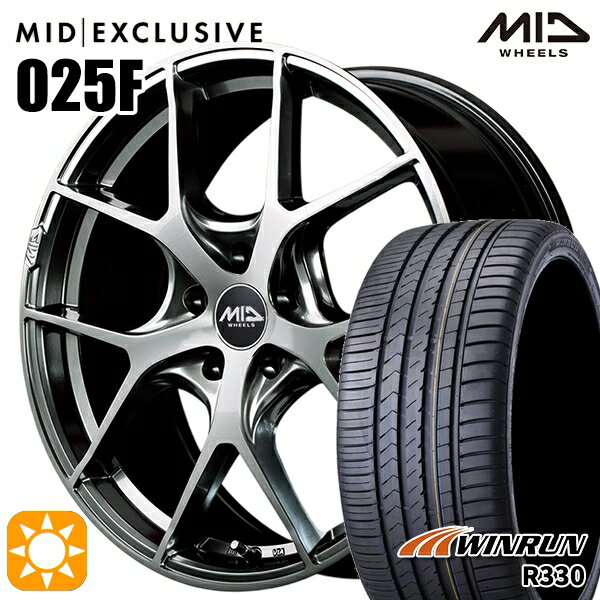 【取付対象】アクセラ アテンザ 215/45R18 93W XL ウィンラン R330 MID RMP 025F ハイパーメタルコート/ブラッシュド 18インチ 7.0J 5H114.3 サマータイヤホイールセット