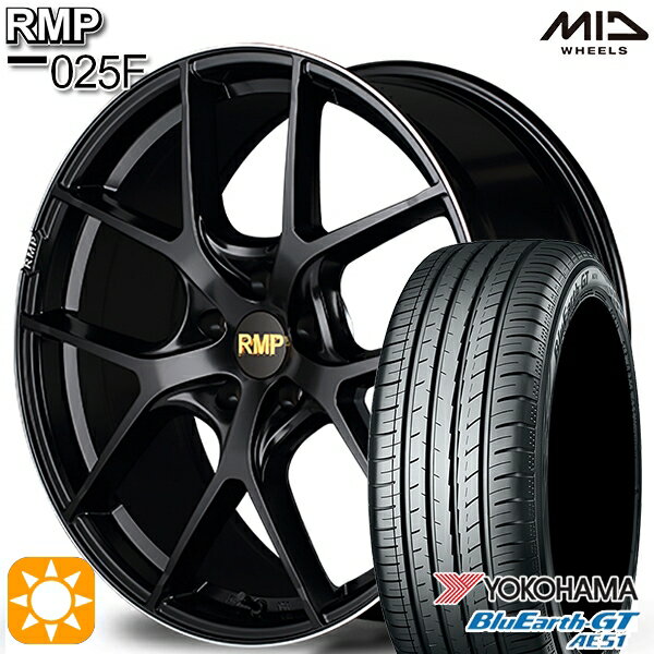 【取付対象】リーフ レヴォーグ 215/50R17 95W XL ヨコハマ ブルーアースGT AE51 MID RMP 025F セミグロスBK/リムエッジDCロゴMC 17インチ 7.0J 5H114.3 サマータイヤホイールセット