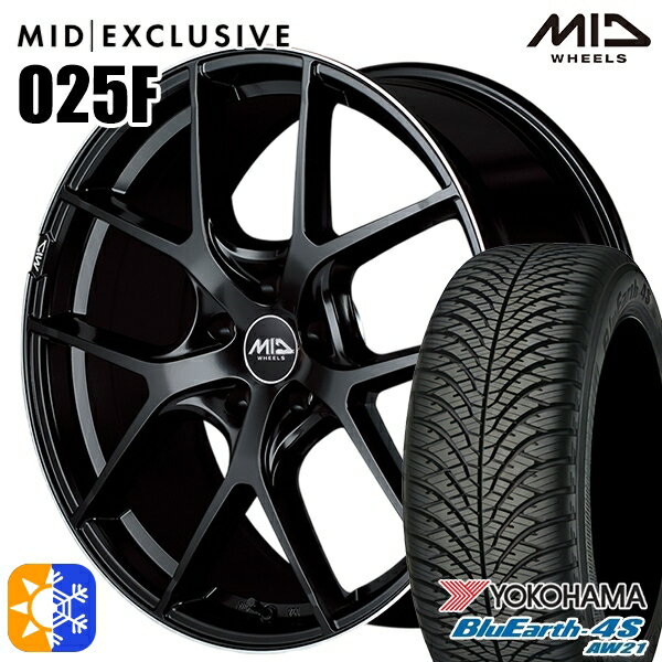 ヴェゼル レガシィ 225/60R18 104V XL ヨコハマ ブルーアース 4S AW21 MID RMP 025F セミグロスBK/リムエッジDCロゴMC 18インチ 7.0J 5H114.3 オールシーズンタイヤホイールセット