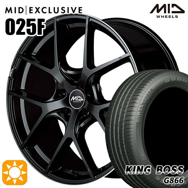 【取付対象】リーフ レヴォーグ 215/50R17 95W XL キングボス G866 MID RMP 025F セミグロスBK/リムエッジDCロゴMC 17インチ 7.0J 5H114.3 サマータイヤホイールセット