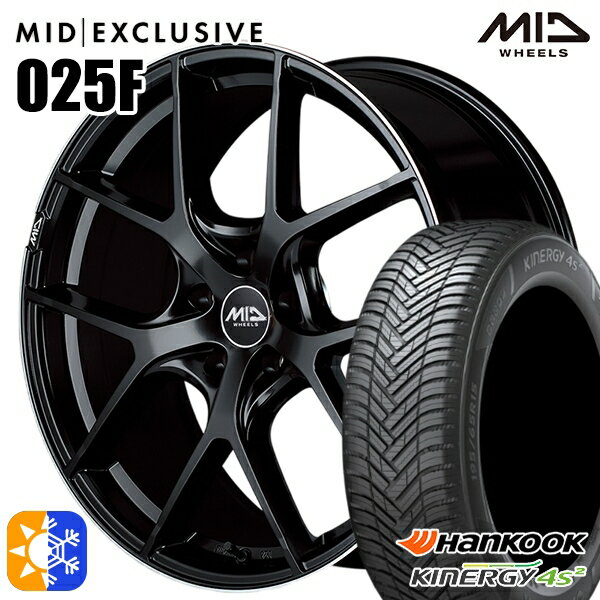 235/50R18 101W XL ハンコック KInERGy 4s 2 (H750) MID RMP 025F セミグロスBK/リムエッジDCロゴMC 18インチ 7.0J 5H114.3 オールシーズンタイヤホイールセット