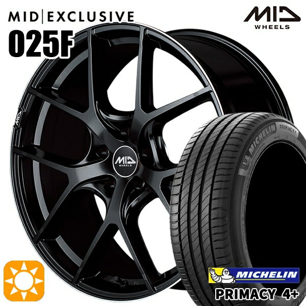 【取付対象】リーフ レヴォーグ 215/50R17 95W XL ミシュラン プライマシー4プラス MID RMP 025F セミグロスBK/リムエッジDCロゴMC 17インチ 7.0J 5H114.3 サマータイヤホイールセット