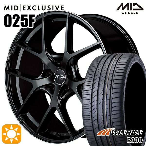 【取付対象】225/40R19 93W XL ウィンラン R330 MID RMP 025F セミグロスBK/リムエッジDCロゴMC 19インチ 8.0J 5H114.3 サマータイヤホイールセット