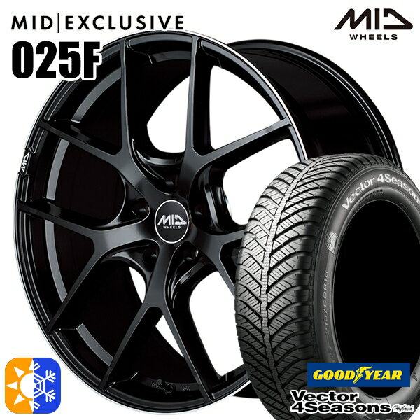 アクセラ アテンザ 215/45R18 89H グッドイヤー ベクター フォーシーズンズ MID RMP 025F 18インチ 7.0J 5H114.3 セミグロスBK/リムエッジDCロゴMC オールシーズンタイヤホイールセット