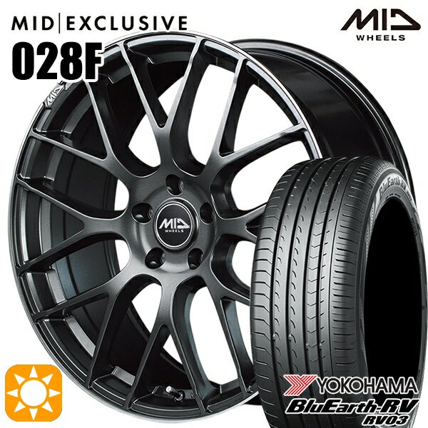 【取付対象】245/35R20 95W XL ヨコハマ ブルーアース RV03 MID RMP 028F セミグロスGM/リムDCロゴMC 20インチ 8.5J 5H114.3 サマータイヤホイールセット