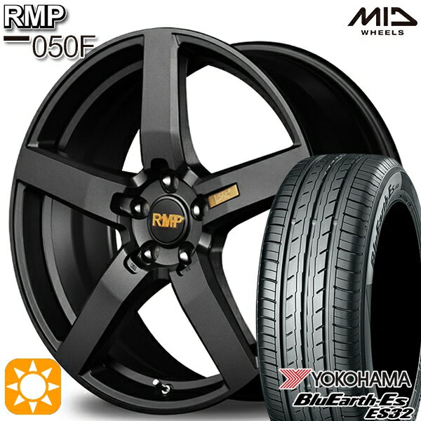 【取付対象】プリウス カローラツーリング 215/45R17 91V XL ヨコハマ ブルーアース ES32 MID RMP 050F セミグロスガンメタ 17インチ 7.0J 5H100 サマータイヤホイールセット