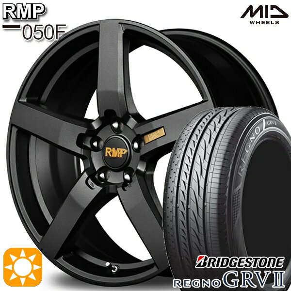 【取付対象】アイシス ノア 215/45R17 91W XL ブリヂストン レグノ GRV2 MID RMP 050F セミグロスガンメタ 17インチ 7.0J 5H114.3 サマータイヤホイールセット