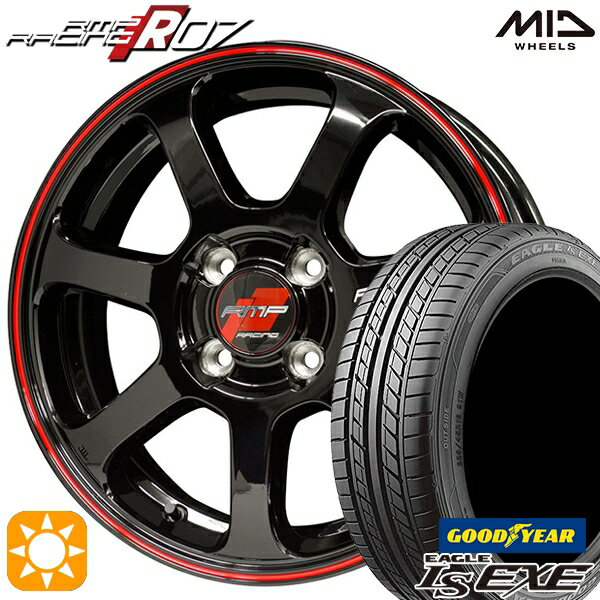 【取付対象】195/45R16 84W XL グッドイヤー イーグル LSEXE MID RMPレーシング R07 ブラック/リムレッドライン 16インチ 6.0J 4H100 サマータイヤホイールセット