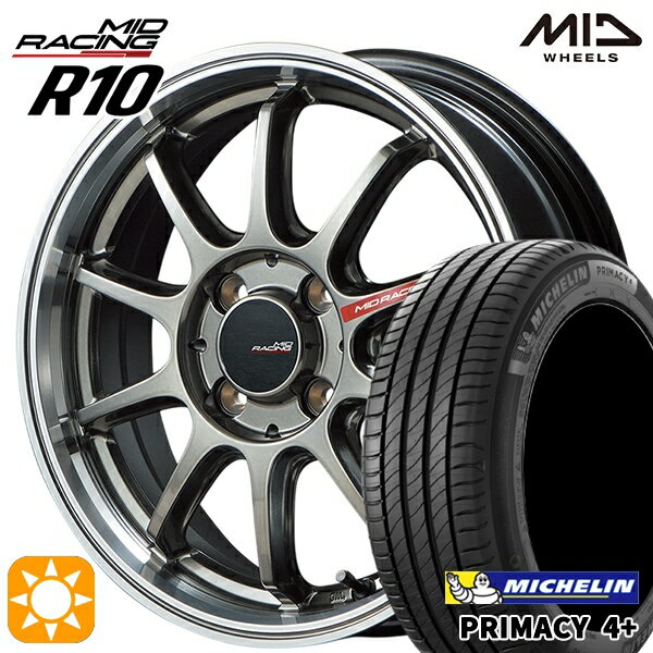 【取付対象】アクア ヤリス 195/50R16 88V XL ミシュラン プライマシー4プラス MID RMPレーシング R10 レーシングチタンシルバー/リムポリッシュ 16インチ 6.0J 4H100 サマータイヤホイールセット