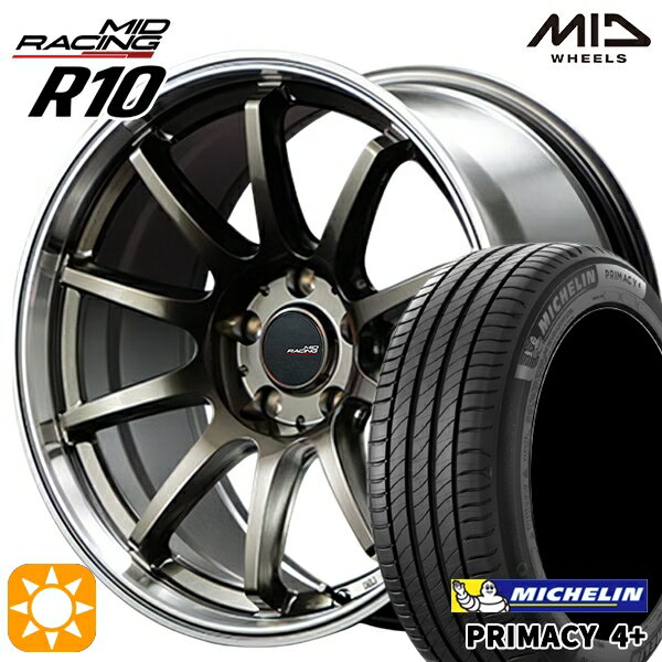 【取付対象】215/50R17 95W XL ミシュラン プライマシー4プラス MID RMPレーシング R10 レーシングチタンシルバー/リムポリッシュ 17インチ 7.0J 5H100 サマータイヤホイールセット