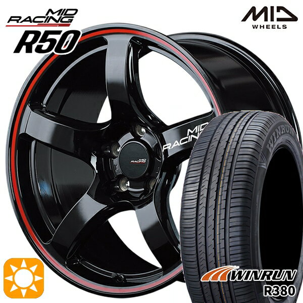 【取付対象】マツダ6 エクストレイル 225/60R18 104V XL ウィンラン R380 MID RMPレーシング R50 ブラック/リムレッドライン 18インチ 7.5J 5H114.3 サマータイヤホイールセット