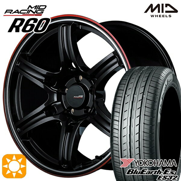 【取付対象】セレナ 215/40R18 85W ヨコハマ ブルーアース ES32 MID RMPレーシング R60 クリスタルBK/デュアルP/レッドクリア 18インチ 7.5J 5H114.3 サマータイヤホイールセット