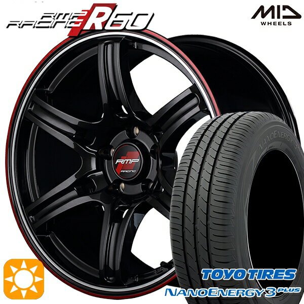 【取付対象】215/45R17 87W トーヨー ナノエナジー3プラス MID RMPレーシング R60 クリスタルBK/デュアルP/レッドクリア 17インチ 7.0J 5H100 サマータイヤホイールセット