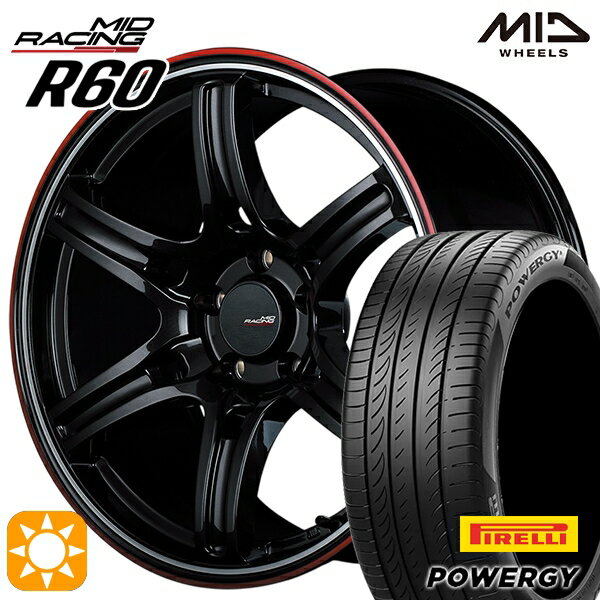 【取付対象】アクセラ アテンザ 215/45R18 93W XL ピレリ パワジー MID RMPレーシング R60 クリスタルBK/デュアルP/レッドクリア 18インチ 7.5J 5H114.3 サマータイヤホイールセット