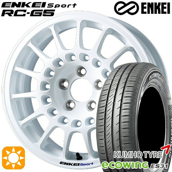 【取付対象】175/65R15 84H クムホ エコウィング ES31 ENKEI エンケイ エンケイ スポーツ RC-G5 ホワイト 15インチ 6.5J 4H100 サマータイヤホイールセット