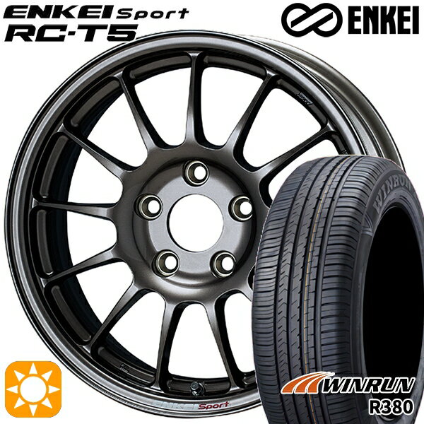 【取付対象】フリード 185/65R15 88H ウィンラン R380 ENKEI エンケイスポーツ RC-T5 ダークシルバー 15インチ 6.0J 5H114.3 サマータイヤホイールセット