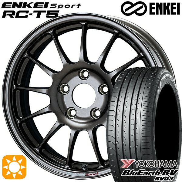 【取付対象】フリード 185/65R15 88H ヨコハマ ブルーアース RV03 ENKEI エンケイスポーツ RC-T5 ダークシルバー 15インチ 6.0J 5H114.3 サマータイヤホイールセット