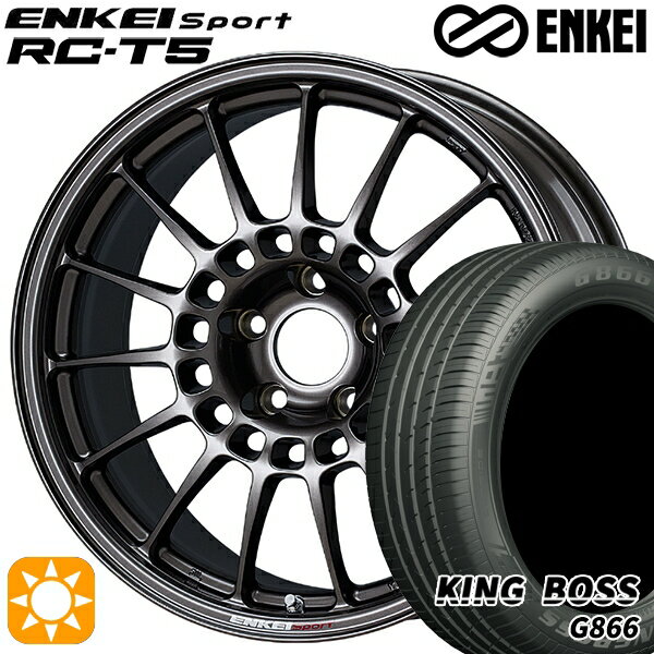 【取付対象】215/55R17 98W XL キングボス G866 ENKEI エンケイスポーツ RC-T5 ダークシルバー 17インチ 7.0J 5H114.3 サマータイヤホイールセット