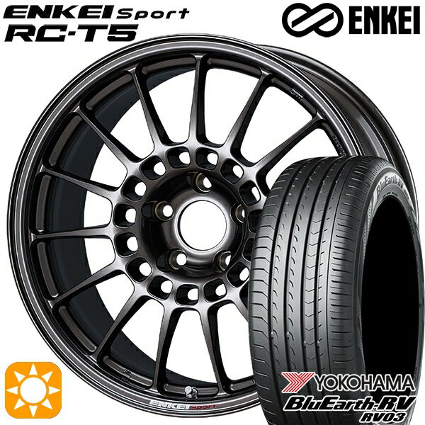 【取付対象】アイシス ノア 215/45R17 91W XL ヨコハマ ブルーアース RV03 ENKEI エンケイスポーツ RC-T5 ダークシルバー 17インチ 7.0J 5H114.3 サマータイヤホイールセット