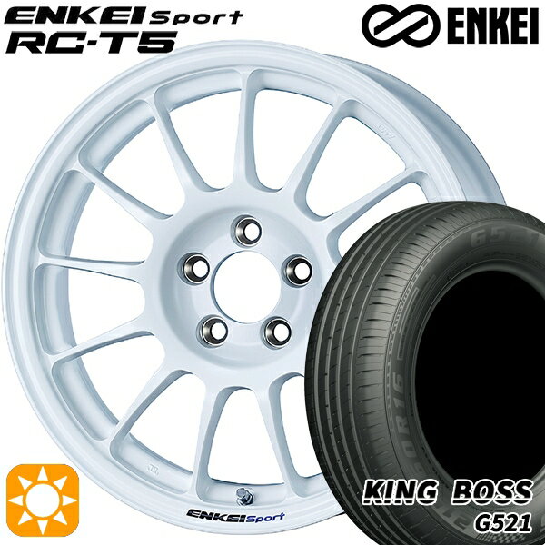 【取付対象】フィット アクア 185/60R15 84H キングボス G521 ENKEI エンケイスポーツ RC-T5 ホワイト 15インチ 6.0J 4H100 サマータイヤホイールセット