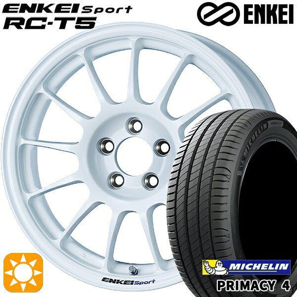 【取付対象】フィット アクア 185/60R15 88H XL ミシュラン プライマシー4 ENKEI エンケイスポーツ RC-T5 ホワイト 15インチ 6.5J 4H100 サマータイヤホイールセット
