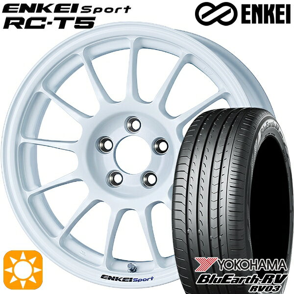 【取付対象】フィット アクア 175/65R15 84H ヨコハマ ブルーアース RV03 ENKEI エンケイスポーツ RC-T5 ホワイト 15インチ 6.5J 4H100 サマータイヤホイールセット