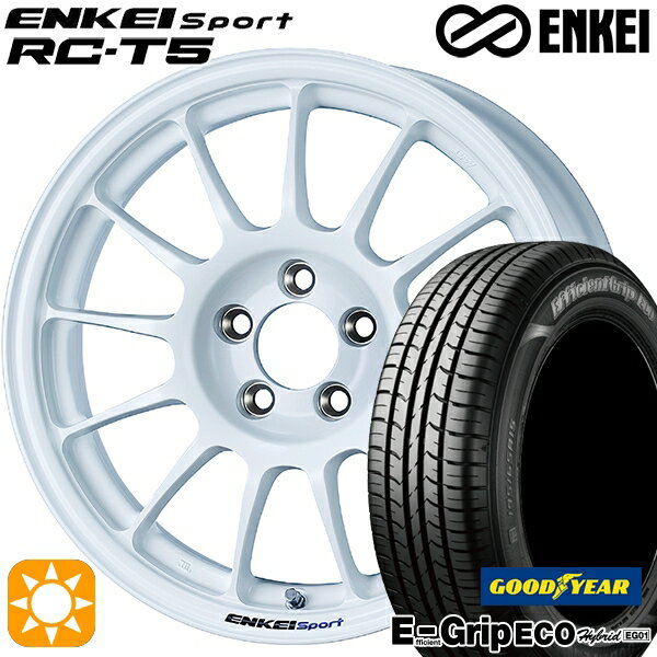 【取付対象】195/65R15 91H グッドイヤー エフィシェントグリップ エコ EG01 ENKEI エンケイスポーツ RC-T5 ホワイト 15インチ 6.0J 5H114.3 サマータイヤホイールセット