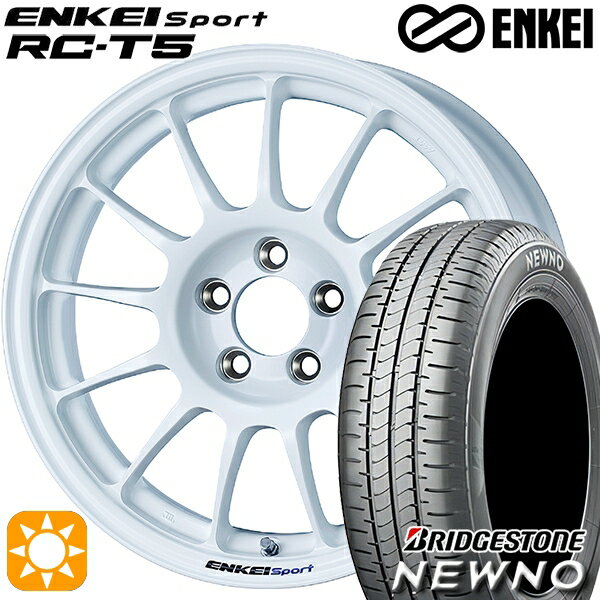 【取付対象】195/65R15 91H ブリヂストン ニューノ ENKEI エンケイスポーツ RC-T5 ホワイト 15インチ 6.0J 5H114.3 サマータイヤホイールセット