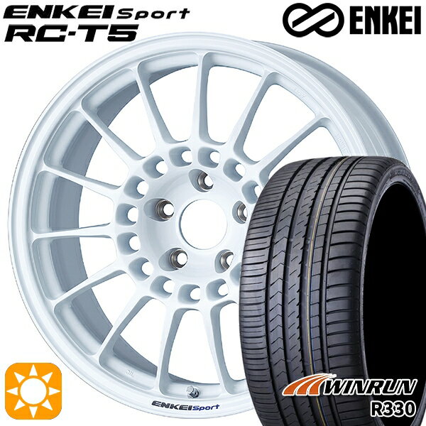 【取付対象】C-HR レガシィB4 225/50R18 95W ウィンラン R330 ENKEI エンケイスポーツ RC-T5 ホワイト 18インチ 8.0J 5H114.3 サマータイヤホイールセット