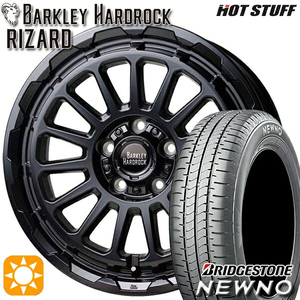 【取付対象】215/60R16 95H ブリヂストン ニューノ HotStuff バークレイ ハードロック リザード セミグロスブラック 16インチ 7.0J 5H114.3 サマータイヤホイールセット
