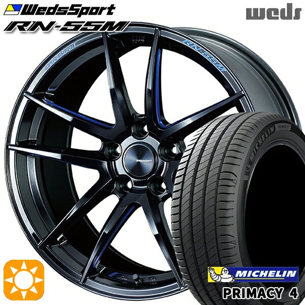 【取付対象】マークX レクサスIS 235/40R19 96W XL VOL ミシュラン プライマシー4 Weds ウェッズスポーツ RN55M ブラックブルーマシニング 19インチ 8.0J 5H114.3 サマータイヤホイールセット